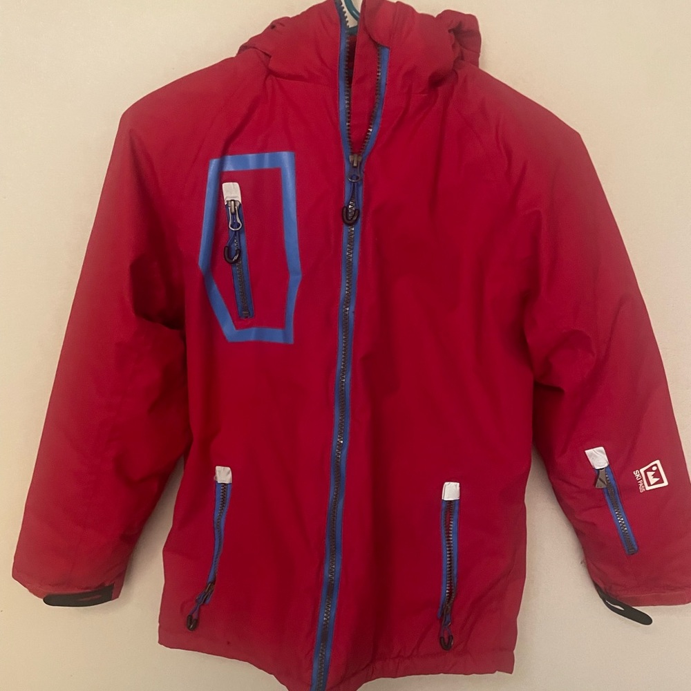 Phibee Red/Blue Ski Jacket Waterproof Size 146/152 with hoodie